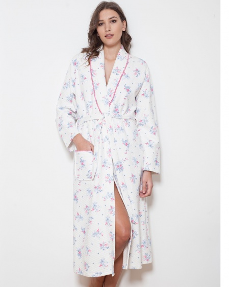 Quilted Cotton Shawl Collar Robe Cottonreal 7582